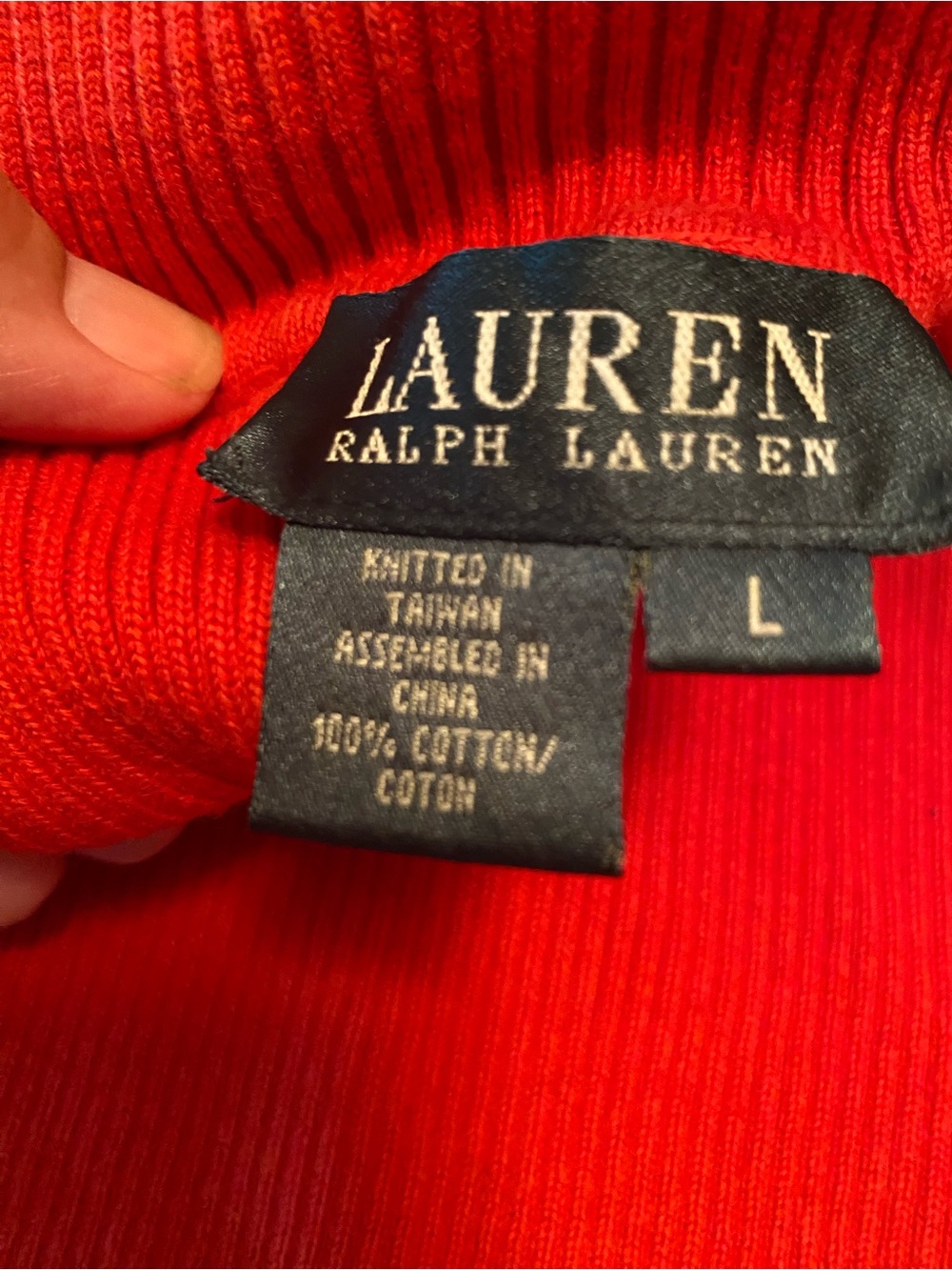 Ralph Lauren Red Turtleneck Sweater - Classic Ribbed Knit - Picture 3 of 4